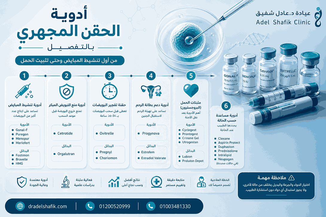 ادوية الحقن المجهري بالتفصيل